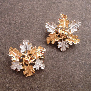 Vintage 60's 2 Tone Floal Earrings